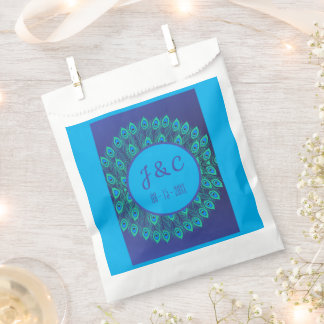 目を引く模様の青緑色の孔雀の羽 フェイバーバッグ