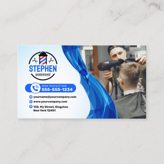 目を引く理容店の美容師 名刺 (正面)