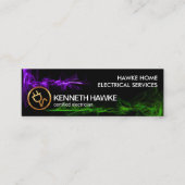 目を引く発光稲妻波電気技師 スキニー名刺 (正面)