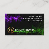 目を引く発光稲妻波電気技師 名刺 (正面)