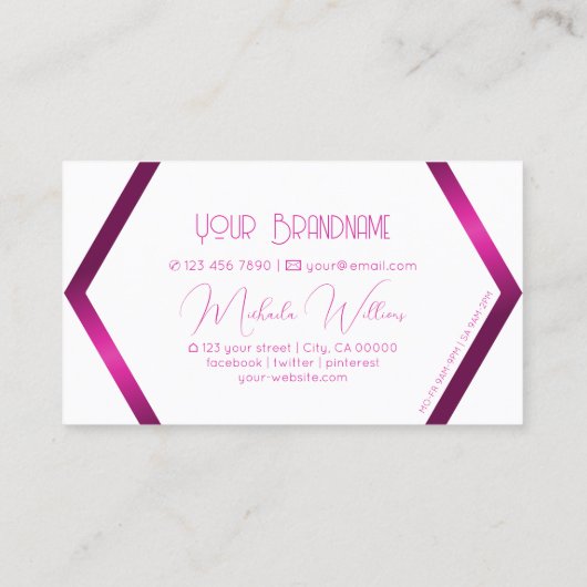 目を引く白い幾何学的な輝きピンクモダン色 名刺 (裏面)