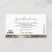 目を引く白い金ゴールドきらめくグリッター追加ロゴ 名刺 (裏面)