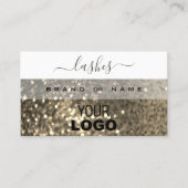 目を引く白い金ゴールドきらめくグリッター追加ロゴ 名刺 (正面)