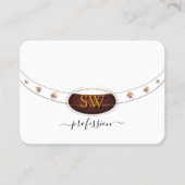 目を引く白い金ゴールドオレンジ大理石とモノグラム 名刺 (正面)