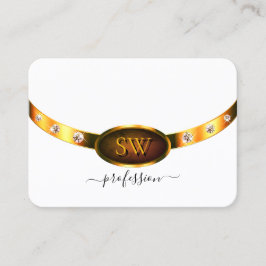 目を引く白い金ゴールドオレンジ大理石とモノグラム 名刺