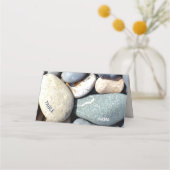 目を引く素朴異モダン例ユニークの小石 プレイスカード (正面)