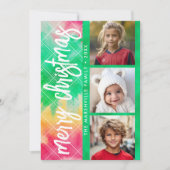 目を引く絞り染め写真コラージメリークリスマス シーズンカード (正面)