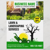 目を引く芝生のチラ気にー – グリーンとプロフェッショナル チラシ (正面)