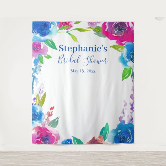 目を引く花のデザインのウェディングシャワーの写真用背景 タペストリー (正面)
