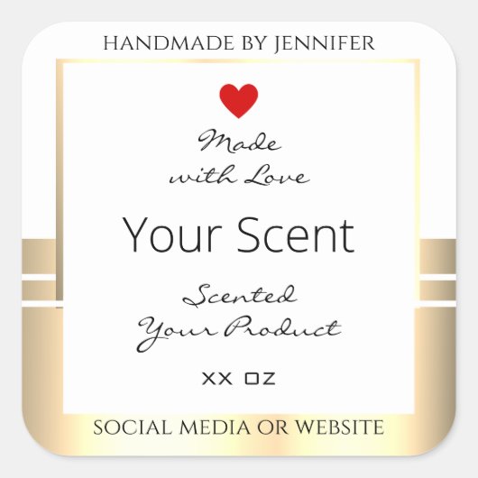目を引く製品の包装ラベル白と金ゴールド スクエアシール (正面)