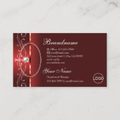 目を引く赤い四角い宝石のロゴ写真 名刺 (裏面)