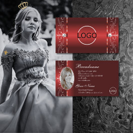 目を引く赤い四角い宝石のロゴ写真 名刺