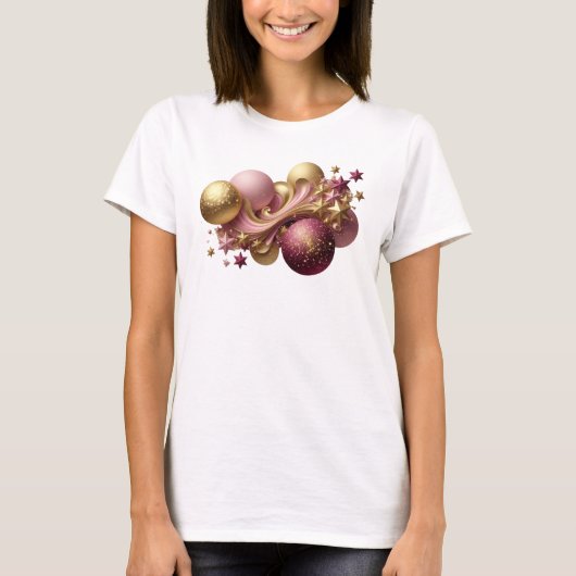 目を引く赤いCHRISTMAS JOY引用シャツ Tシャツ (正面)