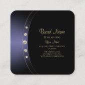 目を引く金ゴールドブルーブラックイニシャルライン スクエア名刺 (裏面)