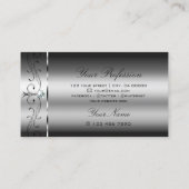 目を引く銀の角ばった宝石の装飾 名刺 (裏面)