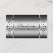 目を引く銀の角ばった宝石の装飾 名刺 (正面)