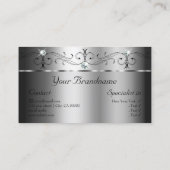 目を引く銀色に丸まった宝石を写真で留める 名刺 (裏面)