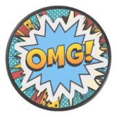 目を引く魅力的な落書き ポップアート OMG アイスホッケーパック (正面)