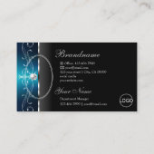 目を引く黒いティール（緑がかった色）の角が付いた宝石のロゴフォト 名刺 (裏面)