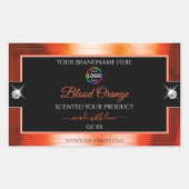 目を引く黒い光沢のあるオレンジ色のロゴ製品ラベル 長方形シール (正面)