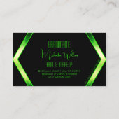 目を引く黒い幾何学的な輝く緑 名刺 (裏面)
