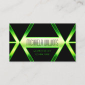目を引く黒い幾何学的な輝く緑 名刺 (正面)