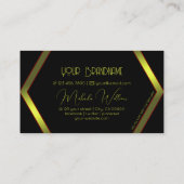 目を引く黒い幾何学黄色のきらめく派手 名刺 (裏面)