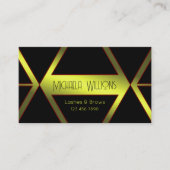 目を引く黒い幾何学黄色のきらめく派手 名刺 (正面)