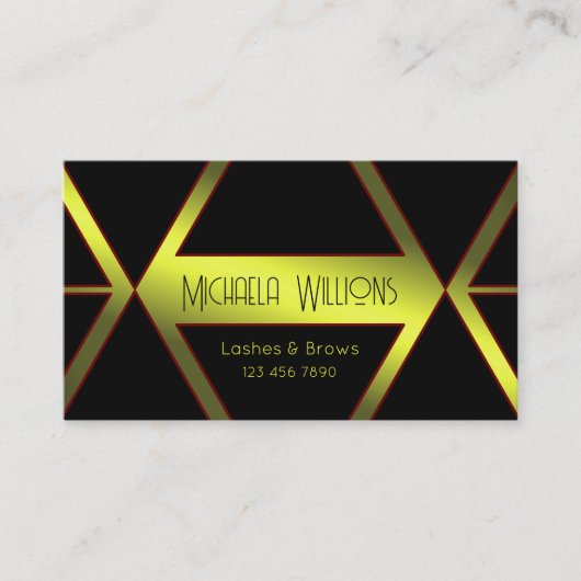 目を引く黒い幾何学黄色のきらめく派手 名刺 (正面)