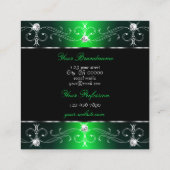 目を引く黒い緑の華美オーナメントにフォート スクエア名刺 (裏面)