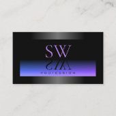 目を引く黒い青とピンクのグラデーションのモノグラム 名刺 (正面)