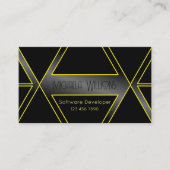 目を引く黒と黄色の幾何学的な派手さ 名刺 (正面)