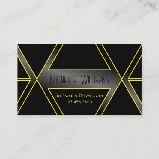 目を引く黒と黄色の幾何学的な派手さ 名刺 (正面)