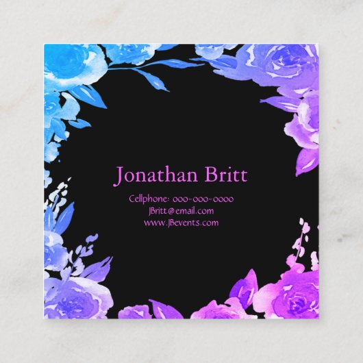 目を引モダンくフローラスクエアビジネスカード スクエア名刺 (裏面)