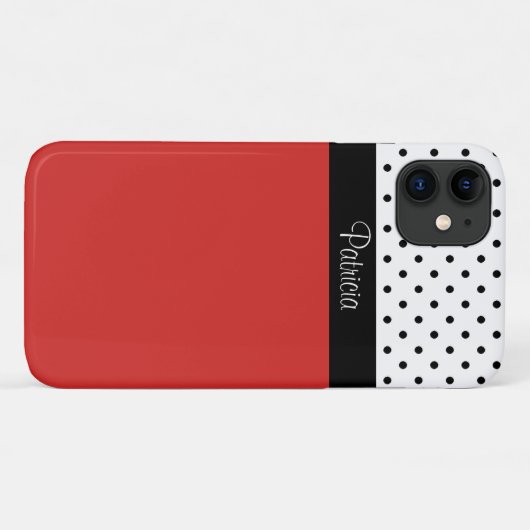 目を引モダンく赤、白、黒の水玉模様 Case-Mate iPhoneケース (裏面(横))