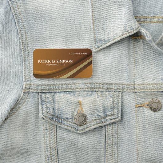 目を引ユニークくグラデーションブラウンと金ゴールド: お洒落 名札 (インサイチュ)