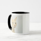 目を持つ猫は、クローズアップ広く開きます マグカップ (正面左)