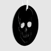 目を白熱［赤熱］光を放つ付けたスケルトンヘッド オーナメント (正面)