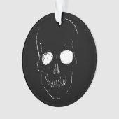 目を白熱［赤熱］光を放つ付けたスケルトンヘッド オーナメント (正面)