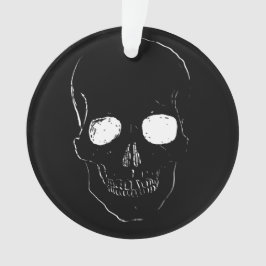 目を白熱［赤熱］光を放つ付けたスケルトンヘッド オーナメント