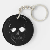 目を白熱［赤熱］光を放つ付けたスケルトンヘッド キーホルダー (裏面)