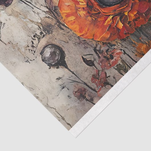 目を紫とオレンジの切り離したゴシック色の花 薄葉紙 (詳細)