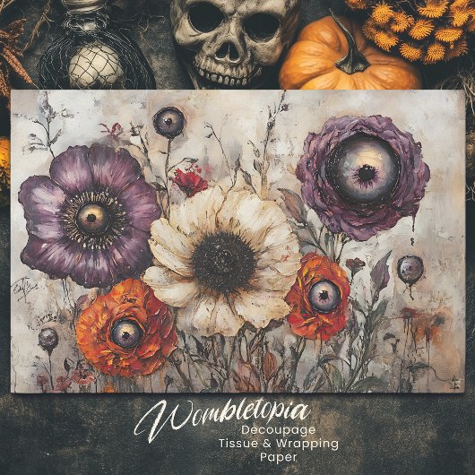 目を紫とオレンジの切り離したゴシック色の花 薄葉紙