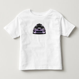 目を細めた紫の手描きアート トドラーTシャツ