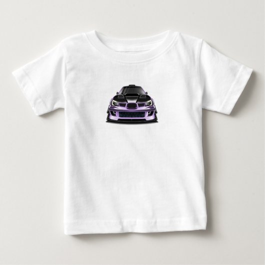 目を細めた紫の手描きアート ベビーTシャツ (正面)