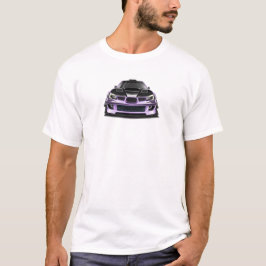 目を細めた紫の手描きアート Tシャツ