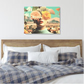 目を覆う花のシュールな女性の肖像 キャンバスプリント (インサイチュ (寝室))