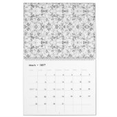 目を見張るような白と黒のパターン（の模様が）ある壁 カレンダー (3月 2027)
