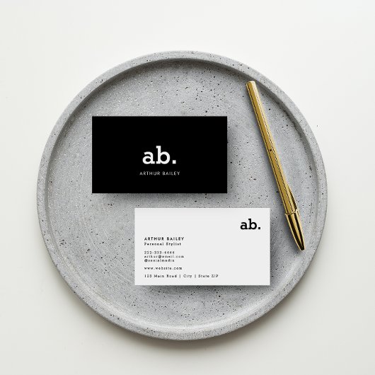 目を見張シンプルる:モノグラモダンムブラック&ホワイト 名刺