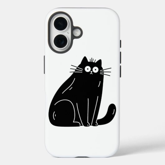 目を見開いたショックを受けた黒猫 Case-Mate iPhoneケース (裏面)